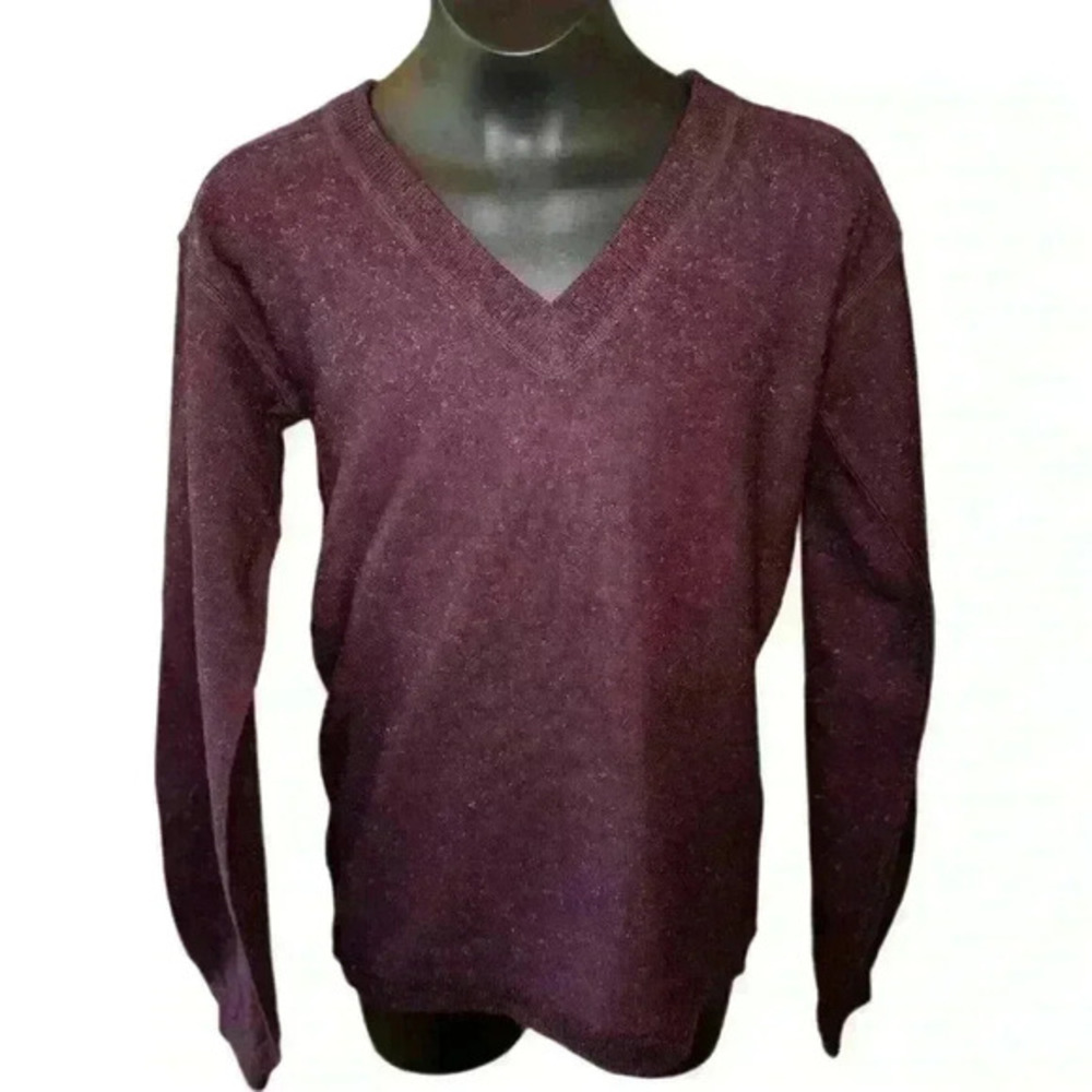 VTG Pronto Silk And Acrylic Purple‎ V Neck Sweater Women's Size S